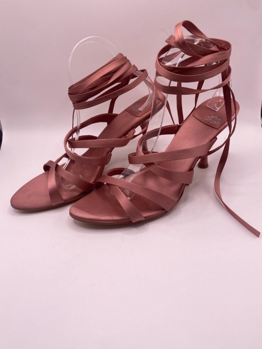 Jeffrey Campbell Women Blush Satin Obsessed Ankle Wrap Sandal Sz 11